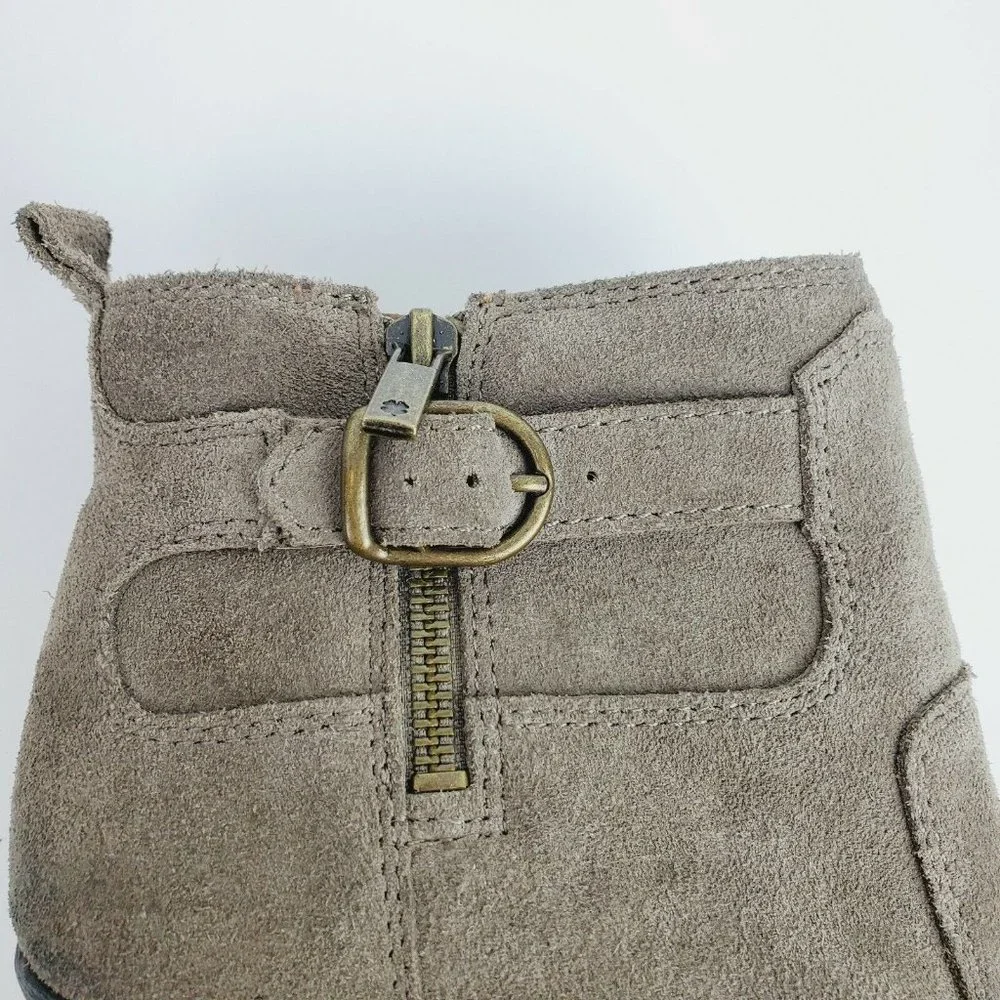 Lucky Brand Women's Everalda Tan Brown Side Zip Suede Ankle Booties Sz 7M - Picture 8 of 11
